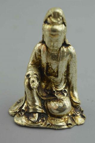 Collectable Handwork Exorcism Souvenir Miao Silver Carve Royal Buddha Old Statue