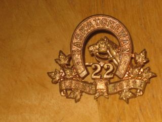Pre - Ww1 Canadian Collar Badge 22nd Saskatchewan Light Horse