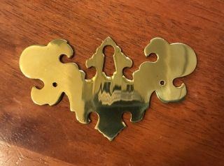 Large Chippendale Solid Brass Keyhole Cover Escutcheon Backplate