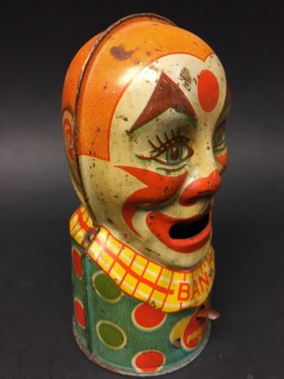 J Chein Clown Bank Vintage Tin Toy 1930 