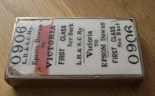 Rare Victorian Silver Enamel Railway Ticket Vesta Case Horse Racing Epsom Derby