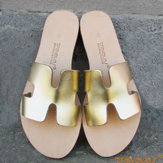 Ancient Greek Premium Leather H Sandals Handcrafted By Tsavalas In Greece