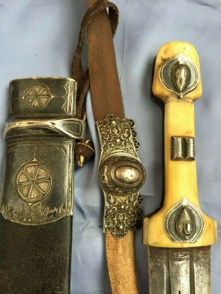 antique russian caucasian silver 84 dagger kinjal kindjal sword shamshir shashka 4