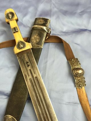 antique russian caucasian silver 84 dagger kinjal kindjal sword shamshir shashka 9