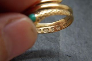 Finest Antique Georgian Turquoise & 18ct gold snake Ring London 1834 J.  F UK L/M 11