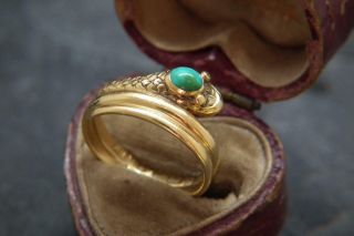 Finest Antique Georgian Turquoise & 18ct gold snake Ring London 1834 J.  F UK L/M 2