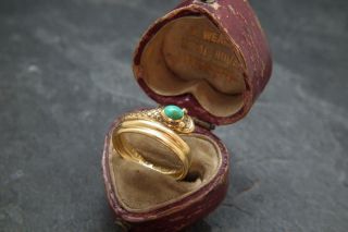 Finest Antique Georgian Turquoise & 18ct gold snake Ring London 1834 J.  F UK L/M 3