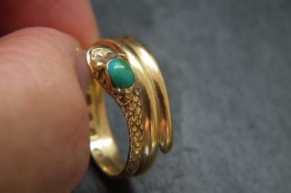 Finest Antique Georgian Turquoise & 18ct gold snake Ring London 1834 J.  F UK L/M 6