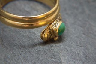 Finest Antique Georgian Turquoise & 18ct gold snake Ring London 1834 J.  F UK L/M 8