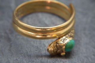 Finest Antique Georgian Turquoise & 18ct gold snake Ring London 1834 J.  F UK L/M 9