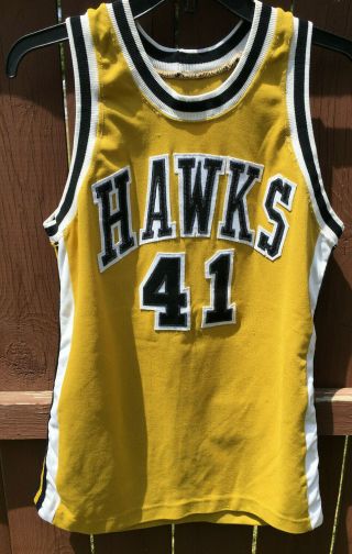 Vtg 70s Iowa Hawkeyes Hawks 41 Basketball Jersey Van Ginkel 