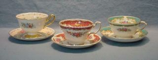 3 English Teacups & Saucers - Shelley,  Foley,  Tuscan