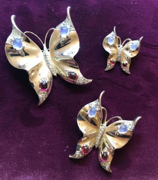 VINTAGE STERLING SILVER TRIFARI ALFRED PHILIPPE CROWN BUTTERFLY - Medium Size Only 3