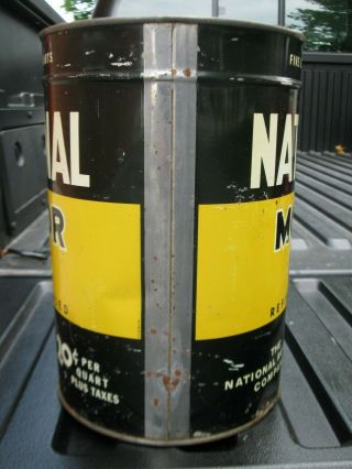 Antique Vintage NATIONAL Motor Oil 5 Quart Tin Can with.  20 price per quart 3