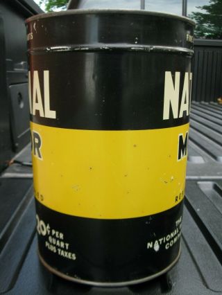 Antique Vintage NATIONAL Motor Oil 5 Quart Tin Can with.  20 price per quart 5