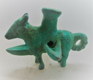 ANCIENT NEAR EASTERN BRONZE OIL LAMP IN THE FORM OF A BULL 1000 - 500BCE 3