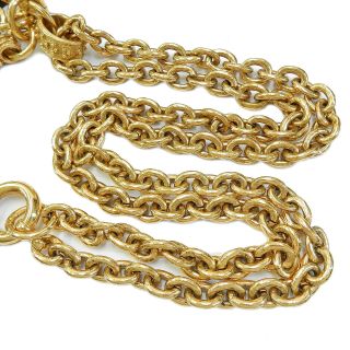 CHANEL Gold Plated CC Logos Charm Vintage Chain Necklace Pendant 4391a Rise - on 5