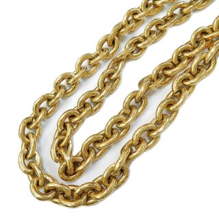 CHANEL Gold Plated CC Logos Charm Vintage Chain Necklace Pendant 4391a Rise - on 7