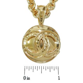 CHANEL Gold Plated CC Logos Charm Vintage Chain Necklace Pendant 4382a Rise - on 3