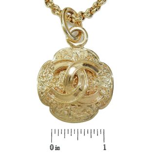 CHANEL Gold Plated CC Logos Charm Vintage Chain Necklace Pendant 4379a Rise - on 3