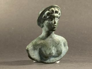 Very Rare Item - Ancient Roman Bronze Bust Of Goddess Venus - Circa 100bce - 100ad