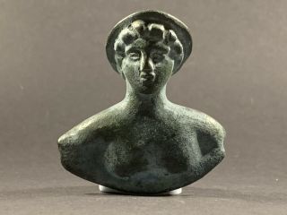 VERY RARE ITEM - ANCIENT ROMAN BRONZE BUST OF GODDESS VENUS - CIRCA 100BCE - 100AD 2