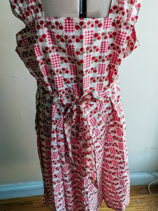 Vintage 1950s 1960s Princess Peggy cotton day dress roses gingham buttons Volup 5