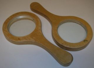 Vintage Creative Playthings Set 2 Magnifying/de - Magnifying Glass Wood Hand Held.
