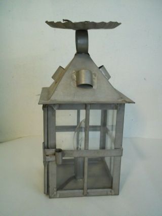 Old Colonial Style Tin Metal Lantern Semi Flush Ceiling Light Fixture Cape Cod