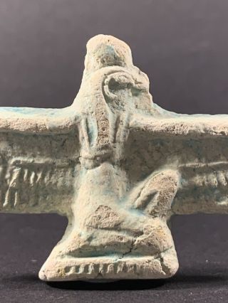 Rare Ancient Egyptian Faience Winged Goddess Isis Statuette Circa 800 - 500bce