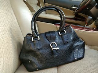 Burberry London Horsebit Vintage Black Leather Bag Purse Satchel Evening Handbag
