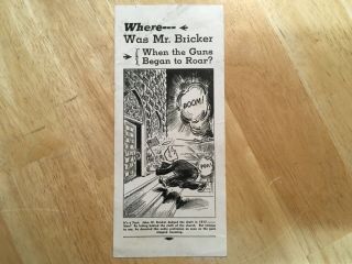 Boom Vintage 1940 John W Bricker Political Cartoon Ad Ww1 Draft - Dodger Brochure