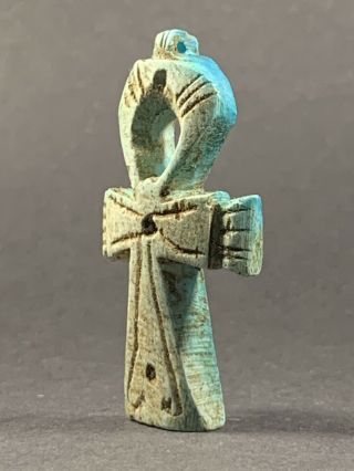 ANCIENT EGYPTIAN FAIENCE KEY OF LIFE W/ HIGH DETAILING CIRCA 770 - 330BC 3