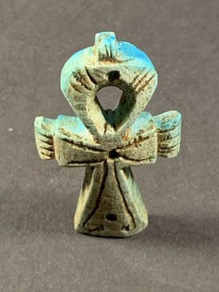 ANCIENT EGYPTIAN FAIENCE KEY OF LIFE W/ HIGH DETAILING CIRCA 770 - 330BC 8