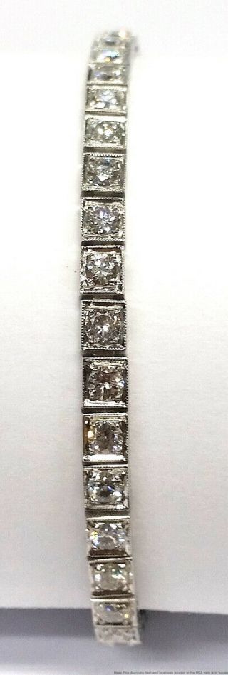 Antique Approx 2.  5ctw Fine Diamond Platinum Tennis Line Bracelet 3