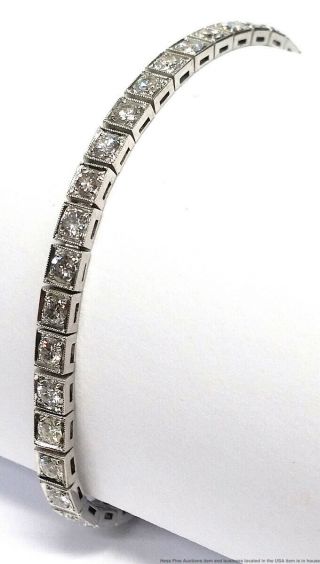 Antique Approx 2.  5ctw Fine Diamond Platinum Tennis Line Bracelet 4