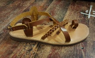 Handmade Leather Sandals Greek Production Classic Design Ancient Style Brown