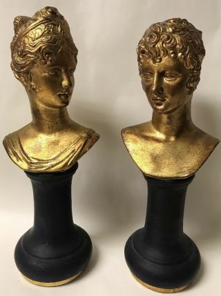 Vintage Gilt Porcelain/bisque Italy Marked Woman Lady Busts