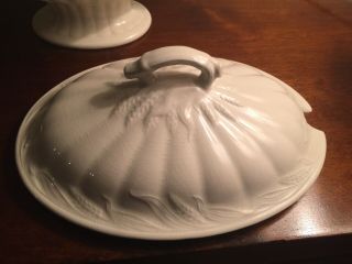 Antique White Ironstone Soup Tureen Wheat Pattern 5