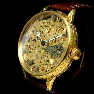 Jaeger LeCoultre Vintage Men ' s Wristwatch Gold Skeleton Mens Wrist Watch Swiss 3