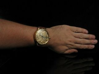 Jaeger LeCoultre Vintage Men ' s Wristwatch Gold Skeleton Mens Wrist Watch Swiss 9