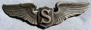 Wwii Usaaf Army Air Force Sterling Silver Service Wings Pinback 3 " Heavy 28 Gram