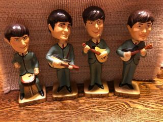 1964 Vintage Beatles Bobblehead Set Manufactured By Car Mascots Inc.