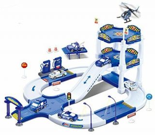 Kids Toys Police Parking Garage Diecast Play Set Vehicles Raceway Special Gift