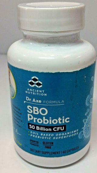Ancient Nutrition Sbo Probiotic Supplement Dr.  Axe Formula 60 Caps Exp 06/20