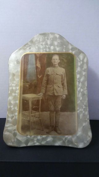 Antique Vintage Wwi Millitary Photograph Of Soldier Charles Kirby In Frame