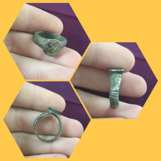 Rare Ancient Roman Silver Legionaries Ring,  1st To 3rd Century Ad