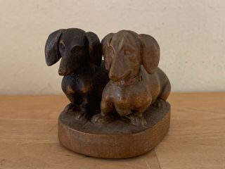 Josef Albl Germany Oberammergau Hand Carved Wooden Miniature Dachshunds