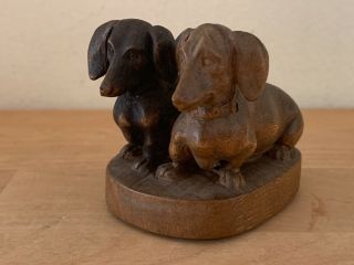 Josef ALBL Germany Oberammergau Hand Carved Wooden Miniature Dachshunds 6