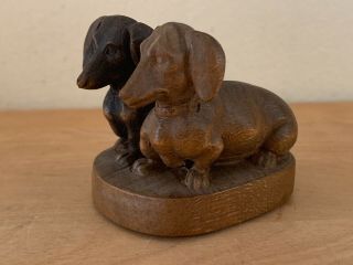 Josef ALBL Germany Oberammergau Hand Carved Wooden Miniature Dachshunds 7